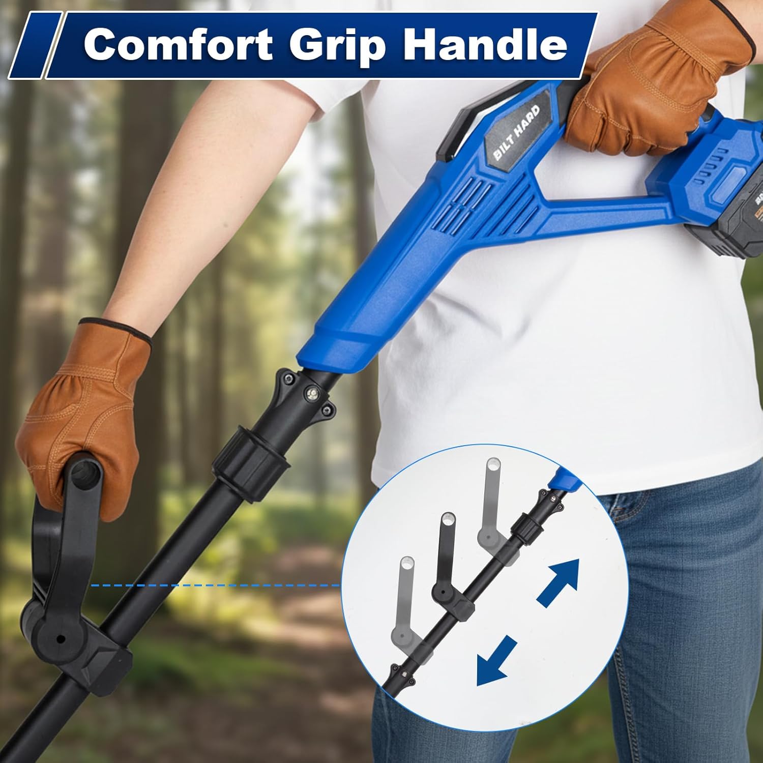 BILT HARD 20V Cordless Tiller Cultivator, 8.7'' Working Width Battery Powered Garden Cultivator, 300RPM Electric Tiller for Lawn, Gardening, Soil Cultivation (4.0AH Battery and Charger Included)