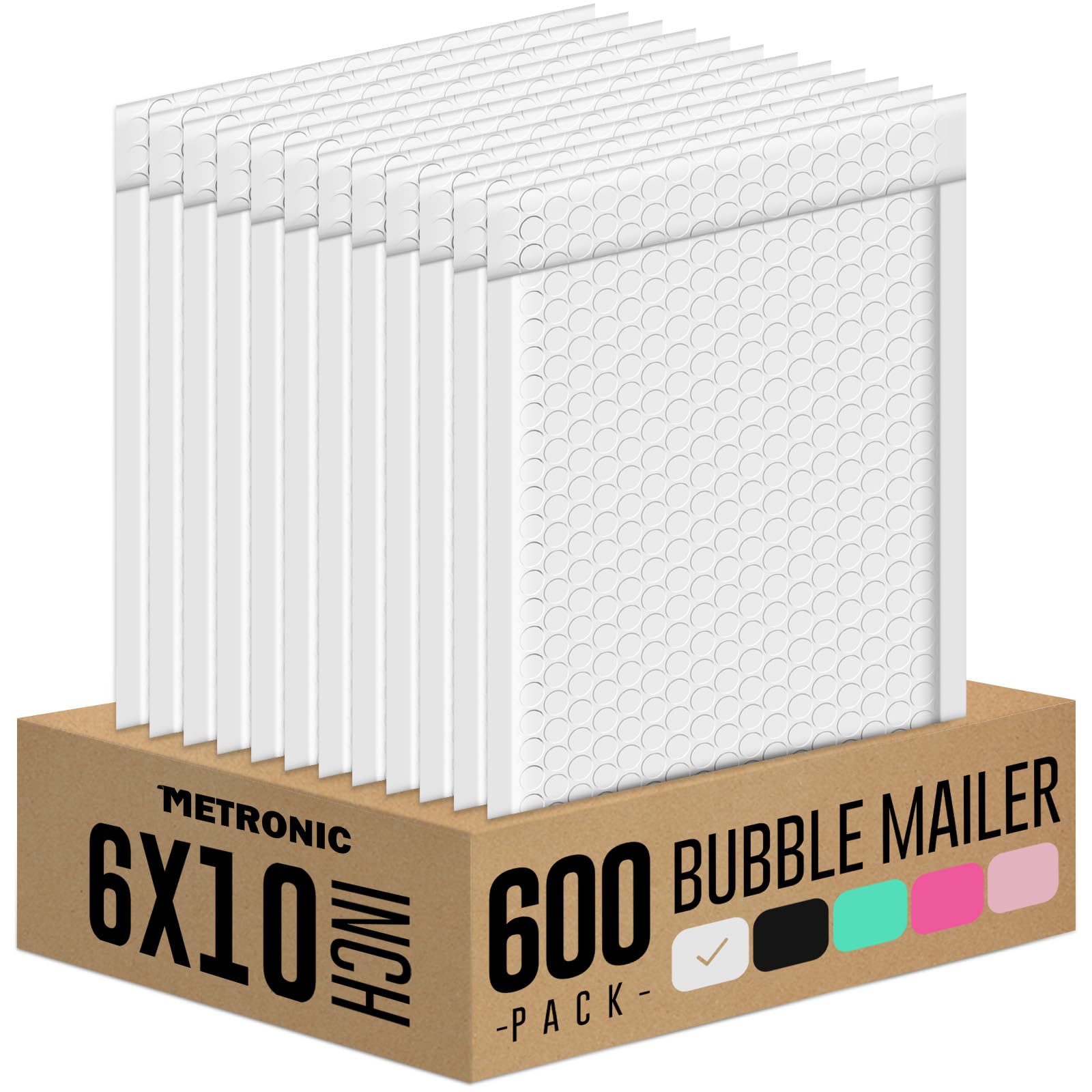 Metronic White Bubble Mailers 6x10 Inch 600Pack Waterproof Padded Envelopes