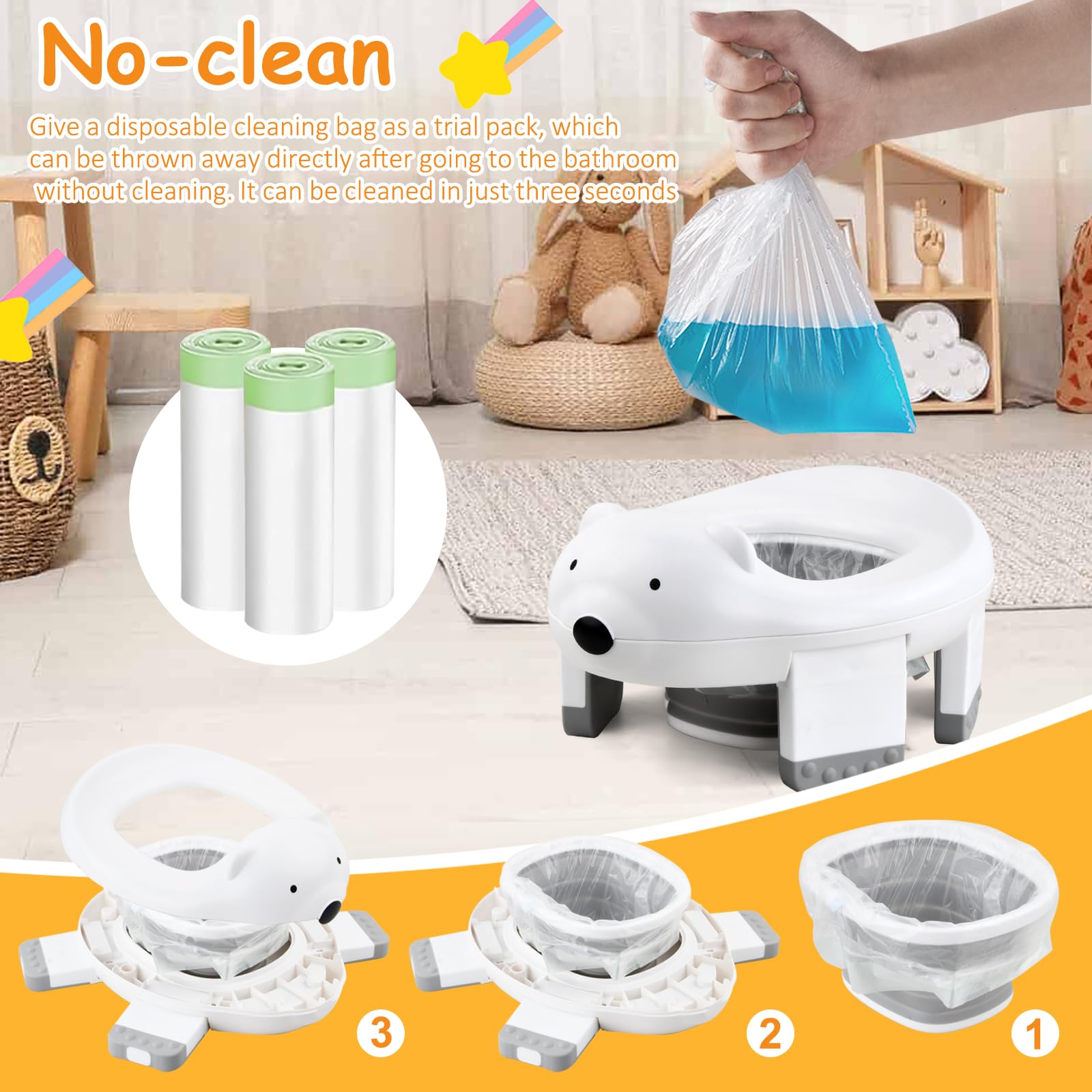 Vasino Per Bambini, Vasino Portatile Per Bambini Da Viaggio, 2 in 1 Toilette Pieghevole Bambini, Sedile WC per Bambini Per Addestramento Per Bambini, Riduttore WC Bambini
