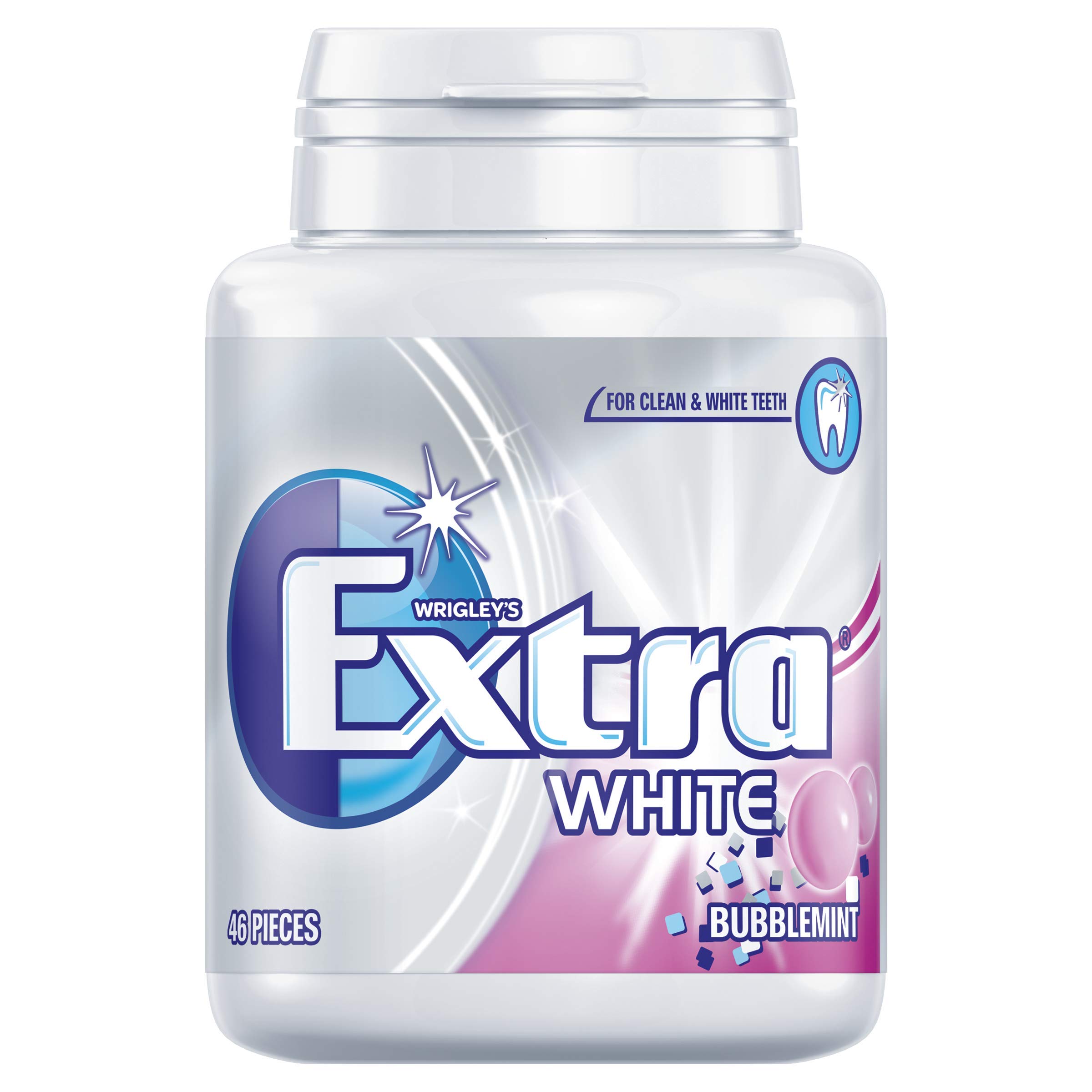 Buy Extra White Chewing Gum Bottle, Sugar Free, Bubblemint Flavour, 46