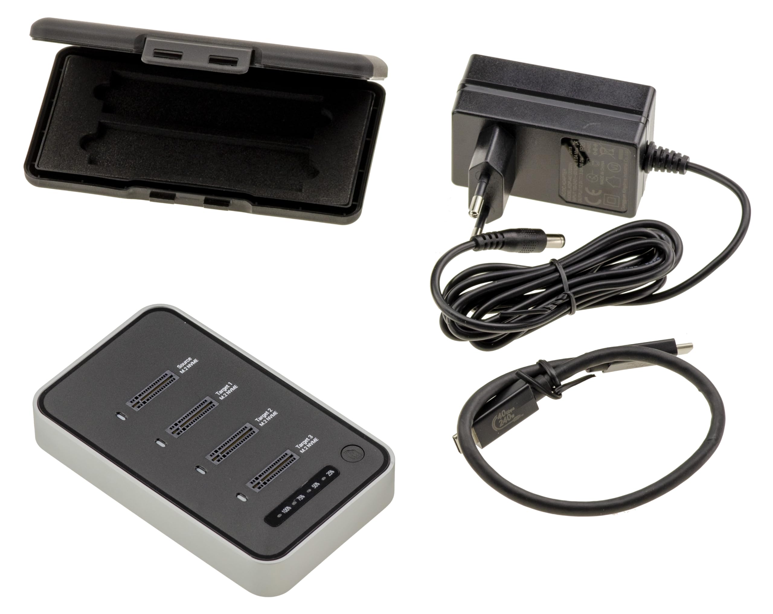 KALEA-INFORMATIQUE Thunderbolt-Dock mit 40 Gbit/s für 4 M.2 NVMe PCIe, eigenständige Klonstation für 1 auf 3 SSDs, USB4-kompatibel, gleichzeitiger Zugriff auf alle 4 SSDs