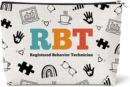 Mikela Registered Behavior Technician Gifts BCBA Cosmetic Bag Appreciation Gifts for RBT Behavior Analyst Therapist Gift Data Engineer Gift Birthday Christmas Graduation Present for RBT ABA BCBA