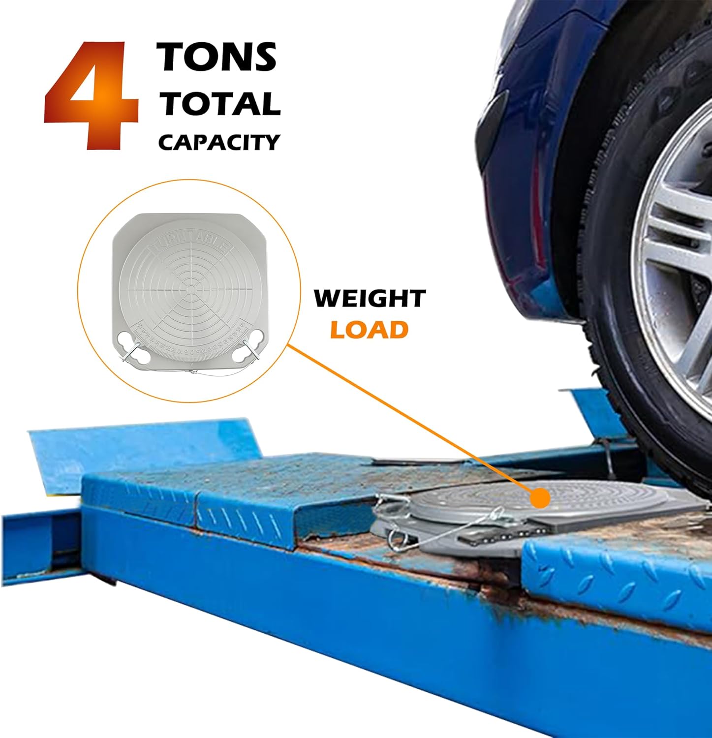 Wheel Aligner System Turnplates Turntables Radius Plates with Scale 4 Ton Load Capacity for Alignment Scissor Lift 4-Post Lift