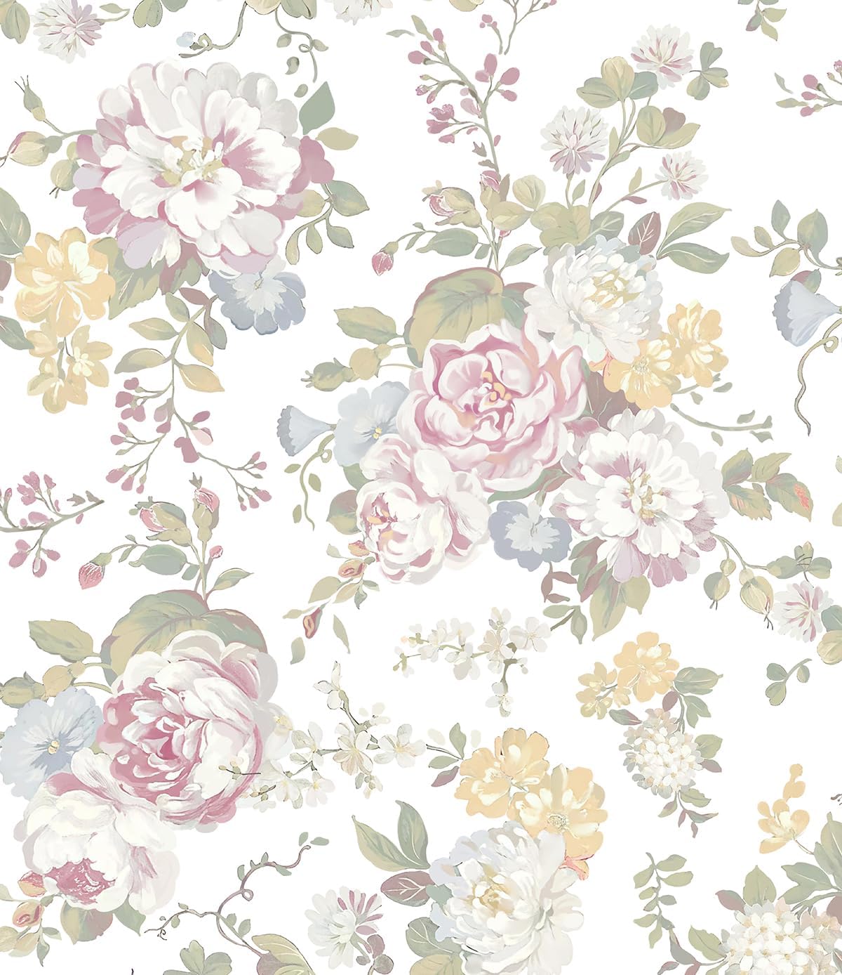 EchoSphere 16.9" x197" Boho Floral Peel and Stick Wallpaper Colorful Flower Wall Paper for Bedroom Decoration Self Adhesive Wallpaper DIY Removable Contact Paper for Cabinets Covering Vinyl Roll Dark
