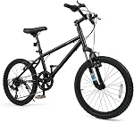 Goplus Mountain Bike, 20/24 Inch Kids Bicycle w/ 6-Speed Drivetrain, Suspension Fork, Dual Brakes, Adjustable Seat, Outdoor Cycling Children City Bike for Boys Girls