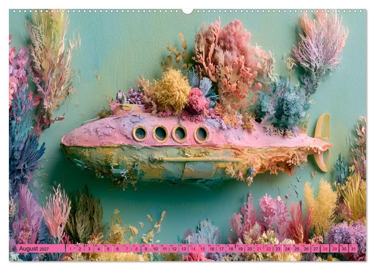 Zwischen Blütenmeer und Bullauge (hochwertiger Premium Wandkalender 2027 DIN A2 quer), Kunstdruck in Hochglanz: Fantasievolle KI-Kunst voller ... zwischen Korallen und Fantasie