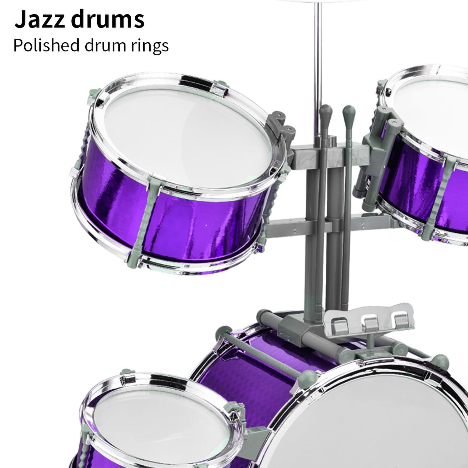 Jazz-Schlagzeug-Set mit Hocker, 7 Trommeln für Anfänger und Geschenke, Verdicktes PVC-Trommelfell, Einfache Montage (Blau)