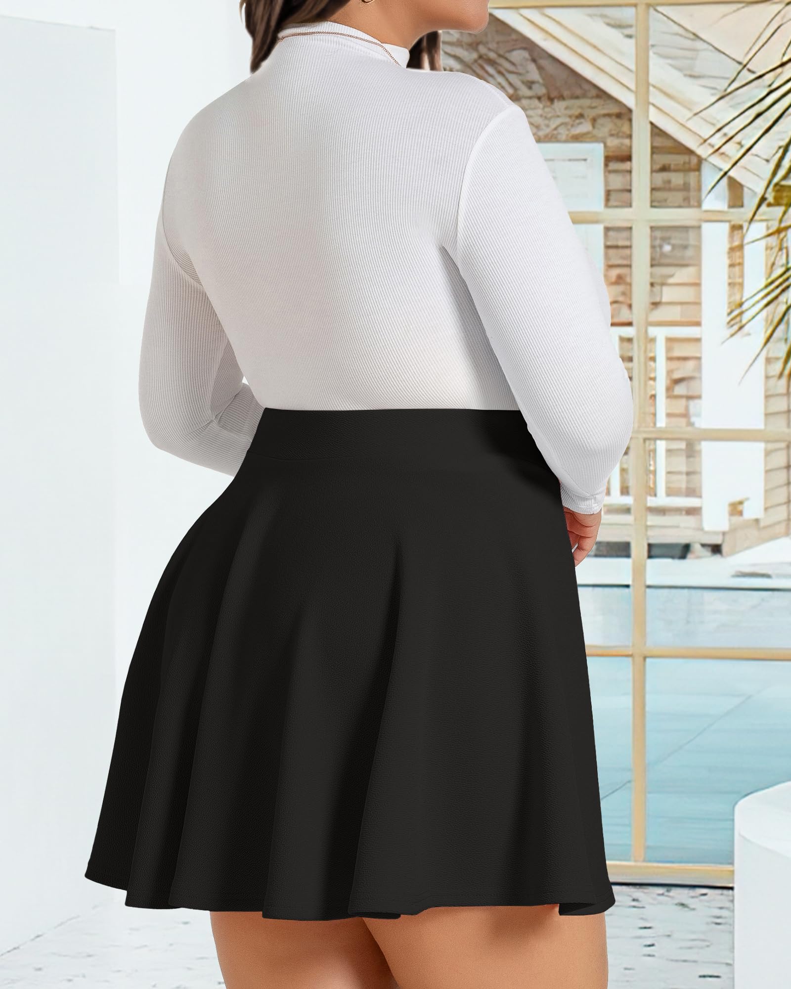 JOELLYUS Plus Size Skirts for Women Summer Pleated Mini Skirt Casual Flowy High Waisted Womens Short Skirts 2026: 5X-Large Black