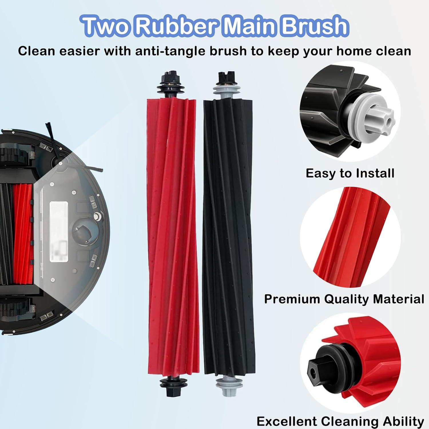 Replacement Parts Compatible with Roborock S8 Pro Ultra Robotic Vacuum Cleaners Accessories Kits, 2 Main Brush, 1 Rolling Brush, 4 HEPA Filters, 4 Side Brushes, 4 Mop Pads, 6 Dust Bags