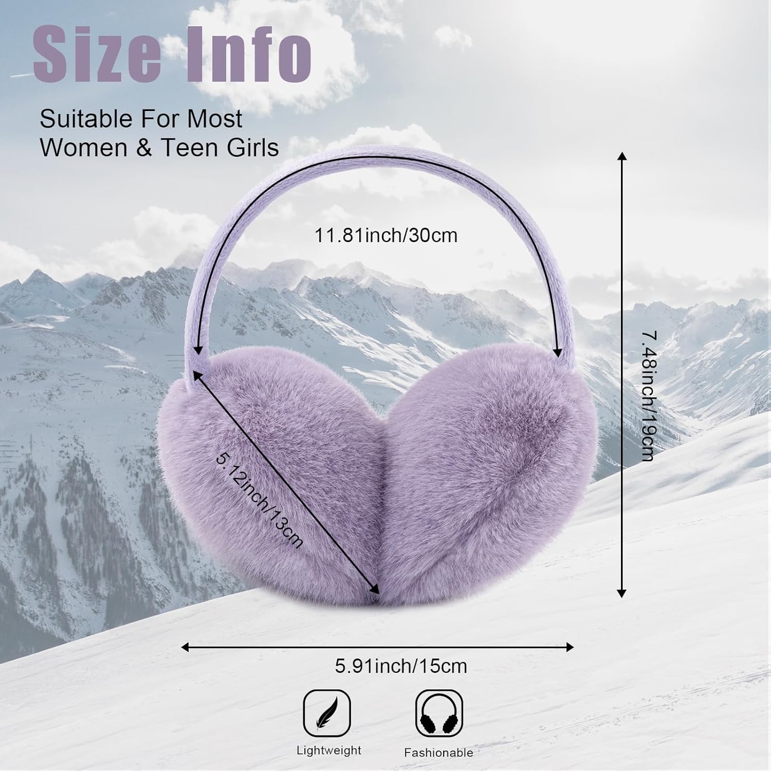 Ear Muffs for Women Faux Fur Winter Girls Earmuffs Fluffy Adjustable Ear Warmers Cute Ear Covers - Image 4