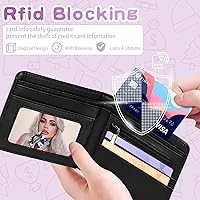 Vista 39 de Cartera de cuero de dibujos animados para mujer, c-mármol azul, Lindo