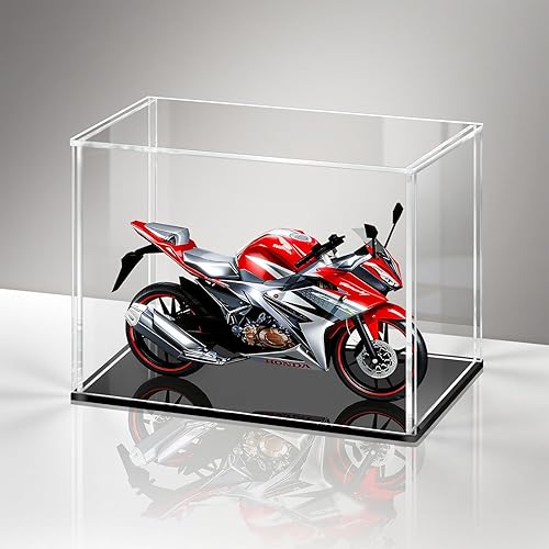 Miniatura 22 de LASOA Vitrina de acrílico – Pequeña caja de exhibición para coleccionables, figuras, recuerdos, escaparate transparente con base negra, contenedor