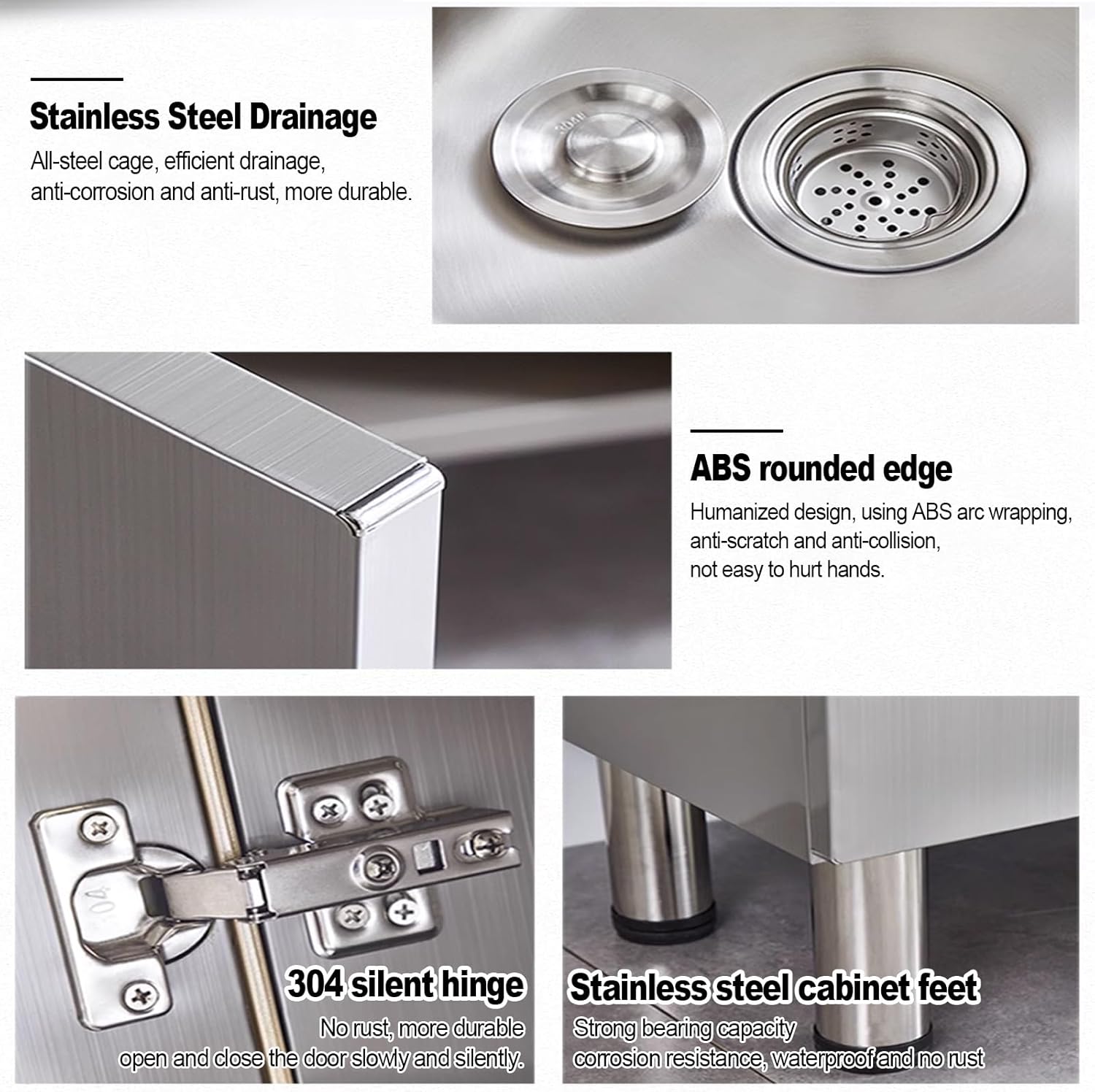 Utility Sink,Kitchen Sink with Cabinet,Commercial Utility Sinks for a Laundry Room,Freestanding Bathroom Sink,Pet Wash Station,Faucet and Drainage Pipe,Stainless Steel Material,Sturdy,High