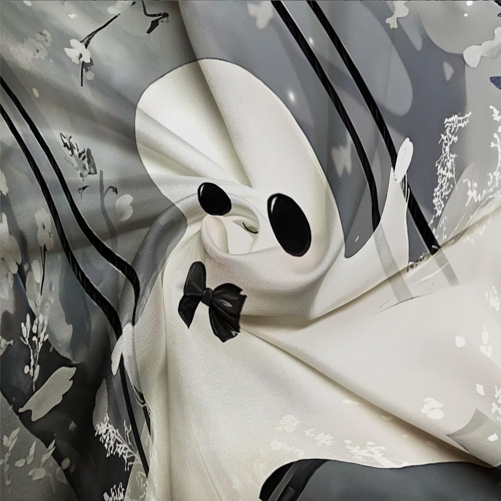 Halloween Ghost Shower Curtain Cute Swing Ghost Spooky Floral Misty Forest Horror Vintage Bathroom Polyester Fabric Curtains with Hooks 94Wx70H Inch