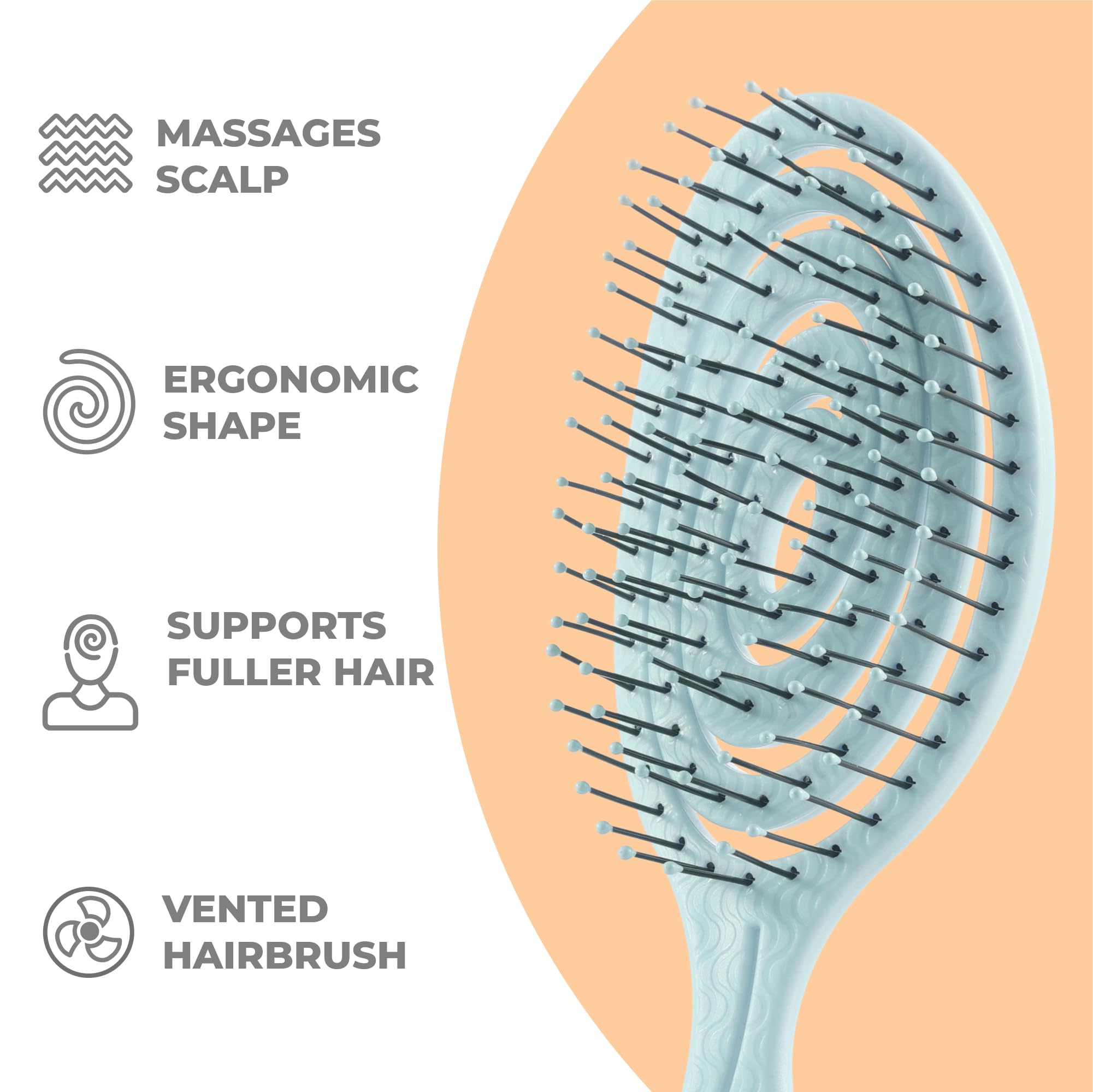 Ninabella Mini Detangling Hair Brush for Women & Men, Does not Pull, Removes Tangles, Brushes for Straight Curly & Wet Hair - Image 3