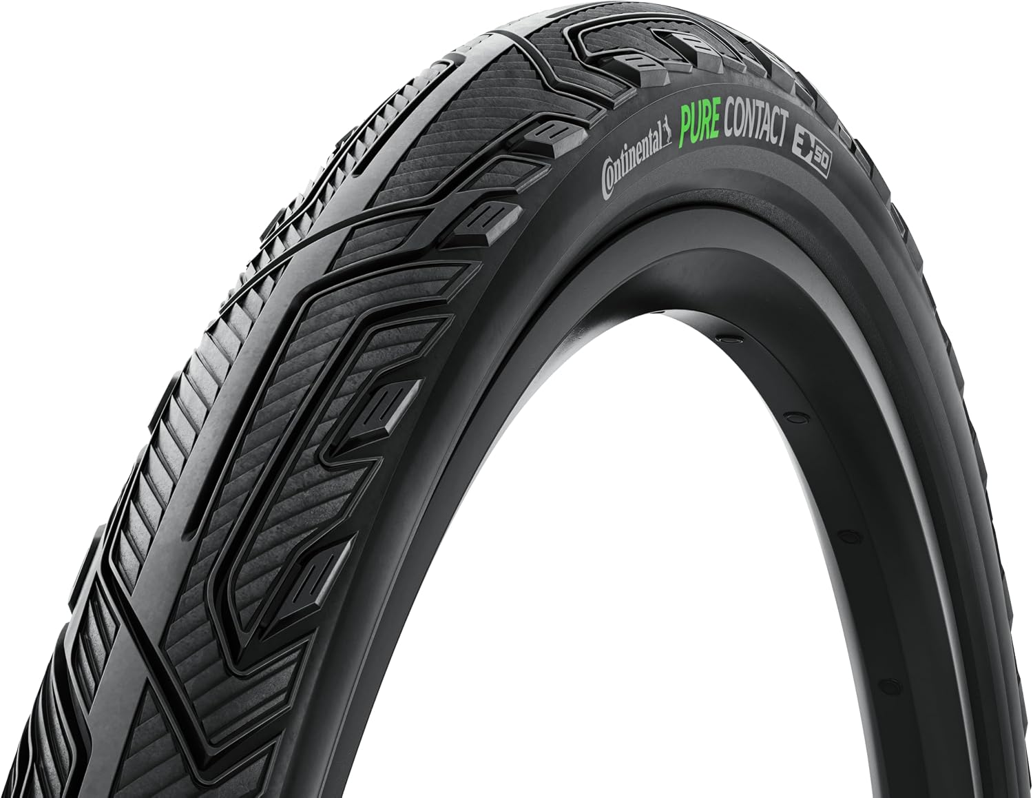 Continental Pure Contact - Folding, Urban and E-Bike Commuter Bicycle Tire - Built Tough to Ride Smooth - E50 Ebike Rated (700 x 55, Black/Graphite)
