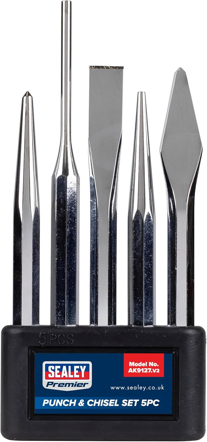 Sealey AK9127 5 Piece Punch and Chisel Set, Silver