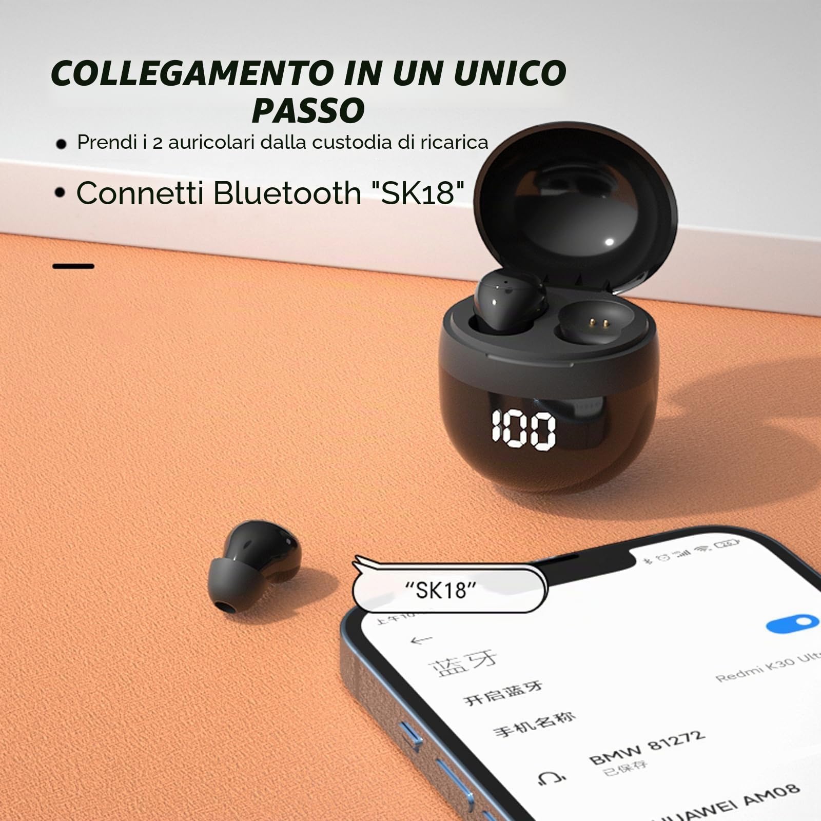 Mini auricolari invisibili senza fili Bluetooth per orecchie piccole, micro auricolari discreti di piccole dimensioni, auricolari nascosti per il lavoro, mini auricolari piccoli, invisibili, minuscoli