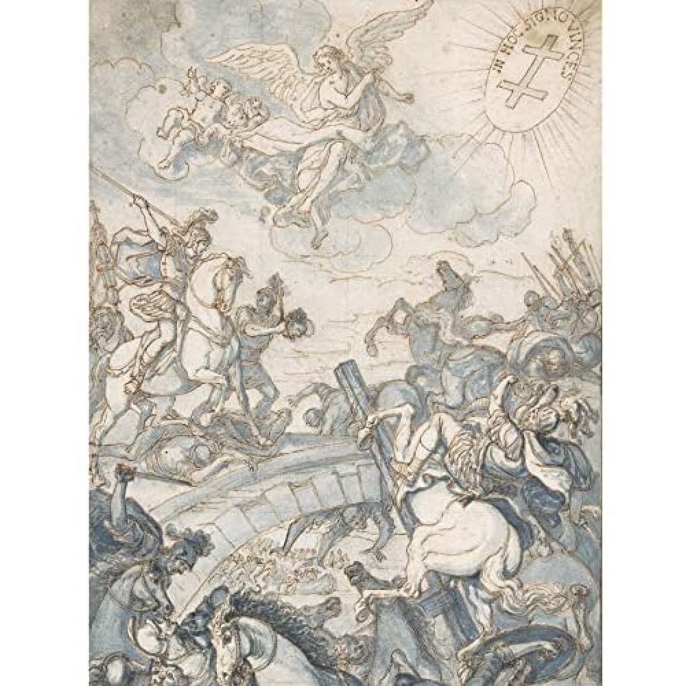 Artery8 Rugendas Constantines Battle Milvian Bridge Drawing Art Print Canvas Premium Wall Decor Poster Mural