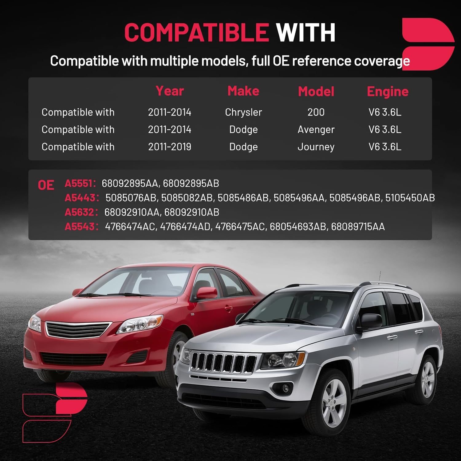 BDFHYK 4PCS Engine Motor and Trans Mounts Compatible with Chrysler 200 2011-2014 V6 3.6L,Compatible with Dodge Journey/Avenger 2011-2019 V6 3.6L Replace 3274 A5551 GP3274 EM4113 68092895AA