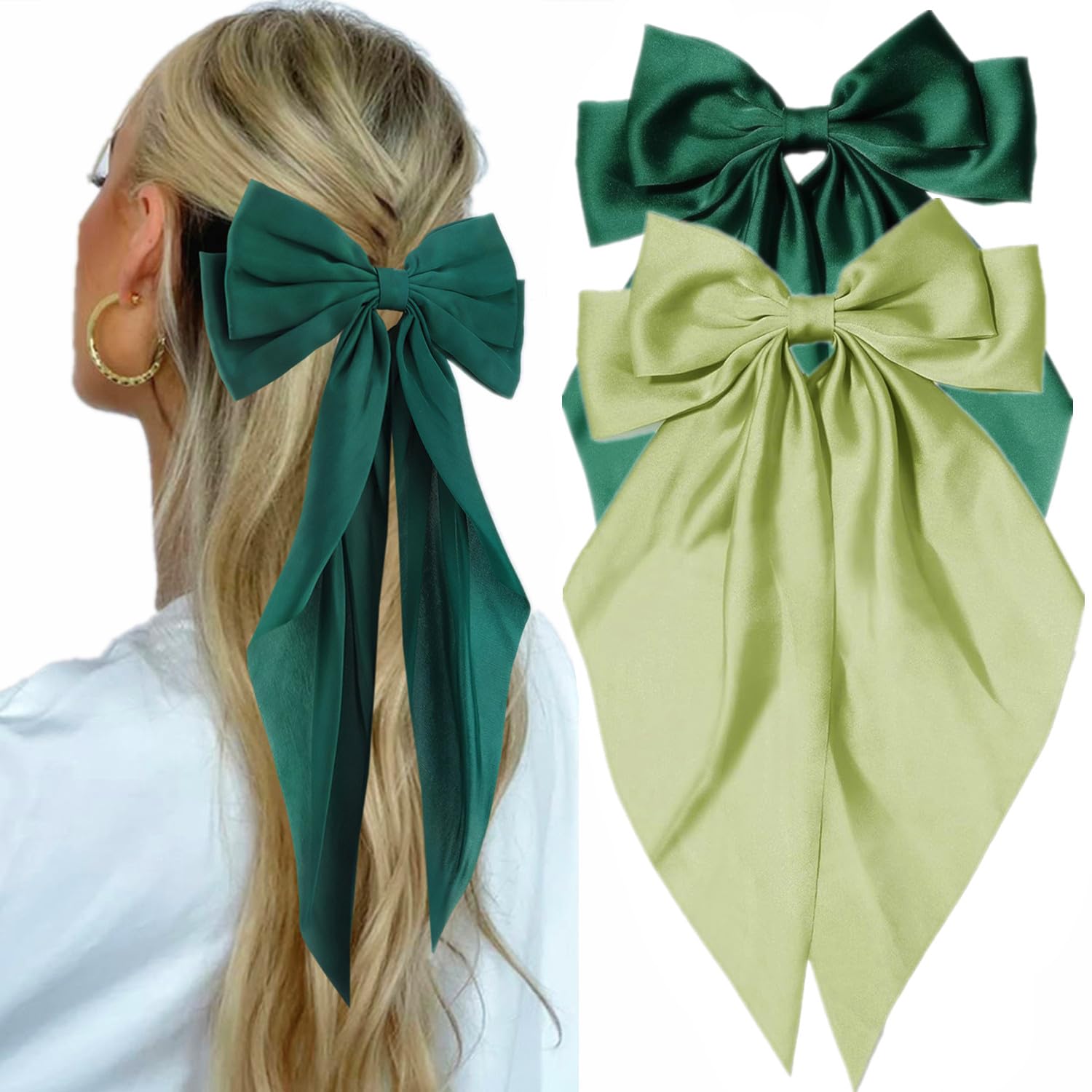 Amazon.com : JOYRUBY Green Bow Hair Clips, 2PCS Hair Bows 