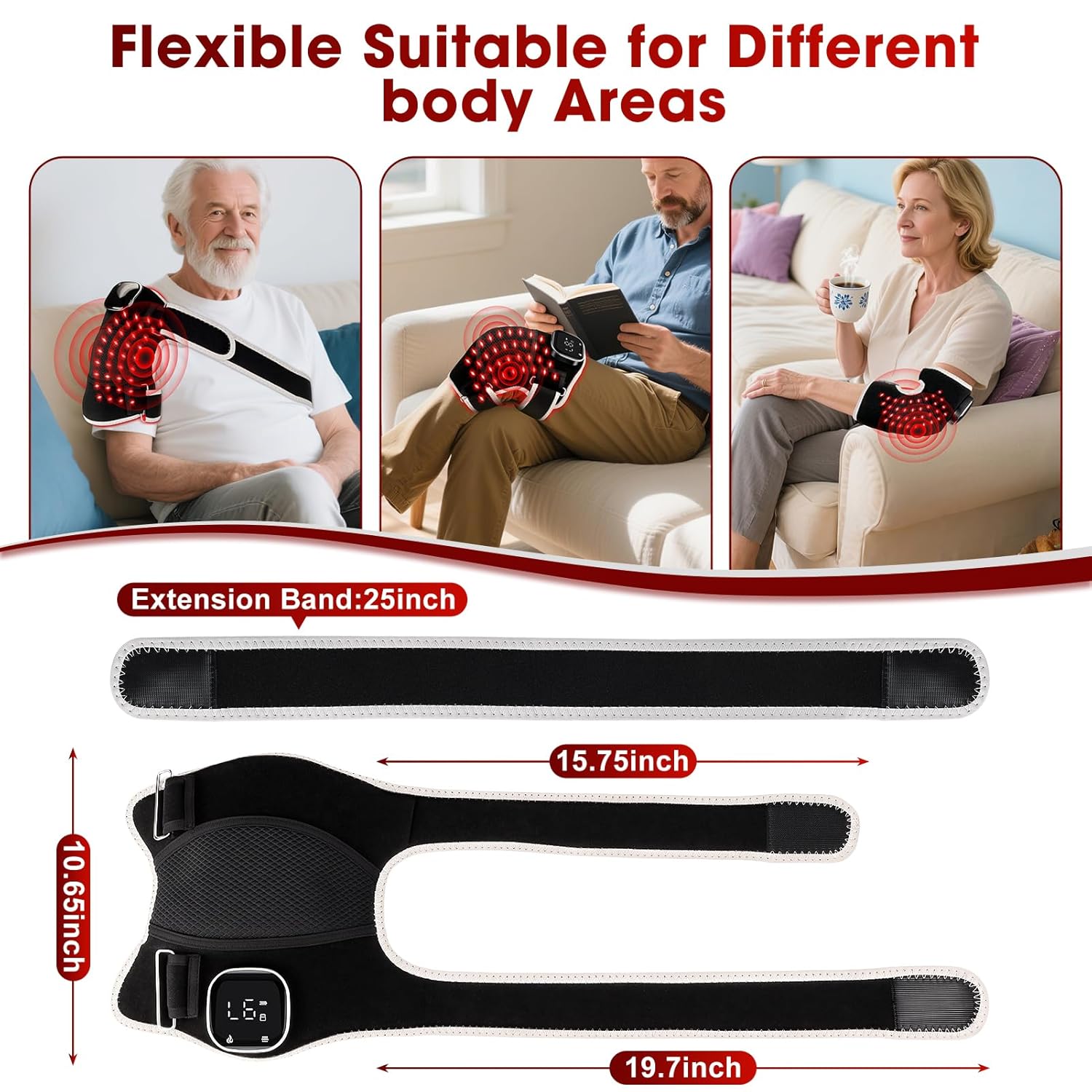 Red Light Therapy Knee Brace,Knee Massager with 5 Vibration,Wireless 660nm and 850nm Red Light Therapy Heating Device for Knee/Elbow/Joint/Shoulder Pain Relief