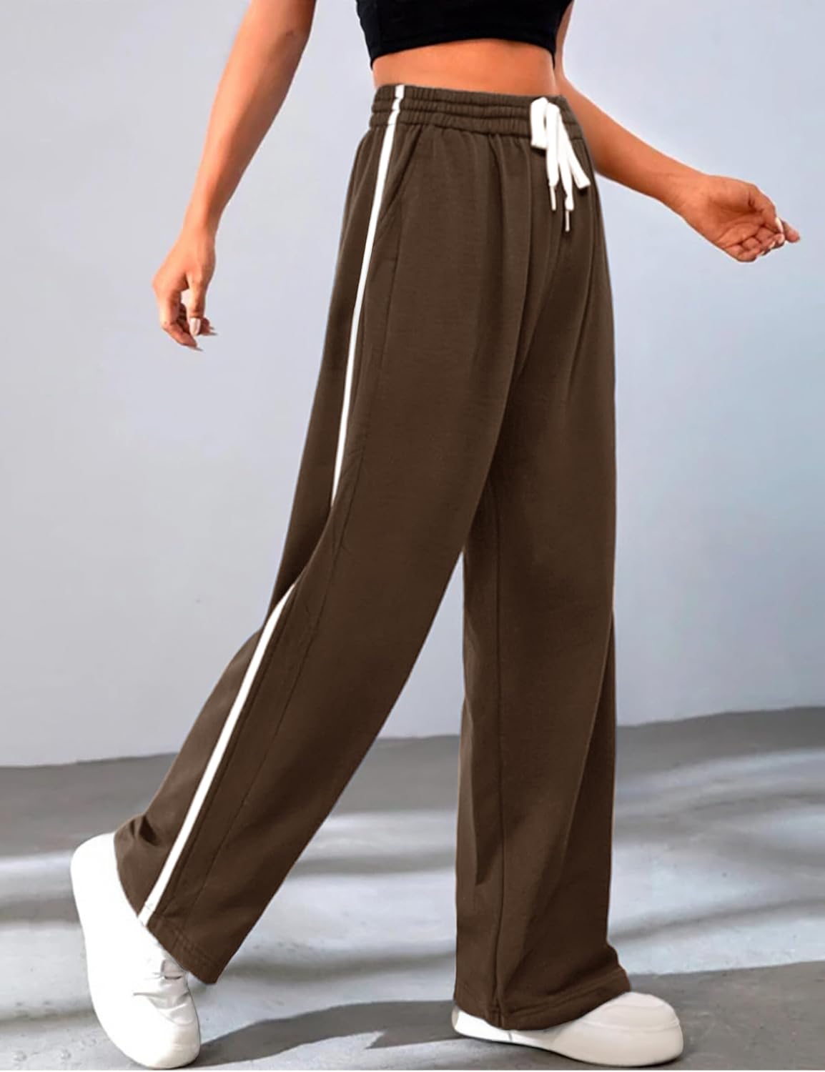 Quenteen Women's Wide Leg Pants Casual High Waisted Baggy Straight Sweatpants Drawstring Athletic Joggers with Pockets - Image 9