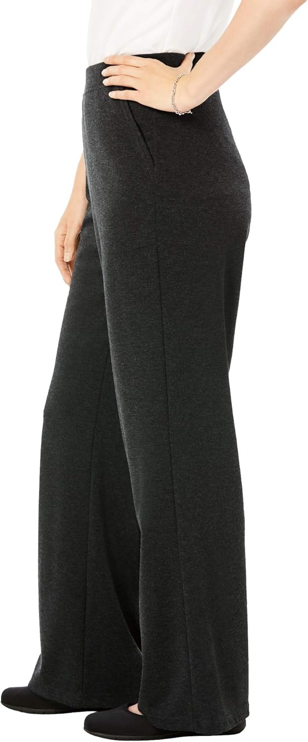 Woman Within Plus Size Stretch Ponte Knit Pull-On Wide-Leg Pants - Image 4