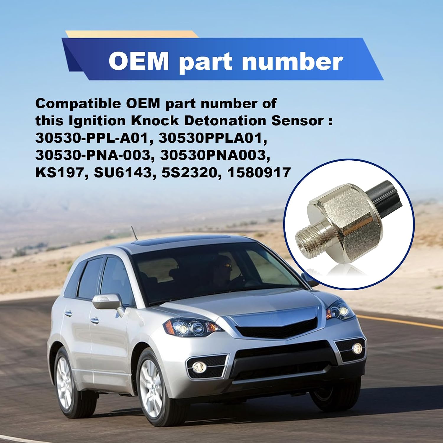 Pleoos Knock Sensor, Replaces 30530-PPL-A01, 30530-PNA-003 SU6143 Compatible with Honda Accord Element CRV Civic CR-V Acura RDX RSX TSX 30530PPLA01 30530PNA003 KS197 5S2320 P0325