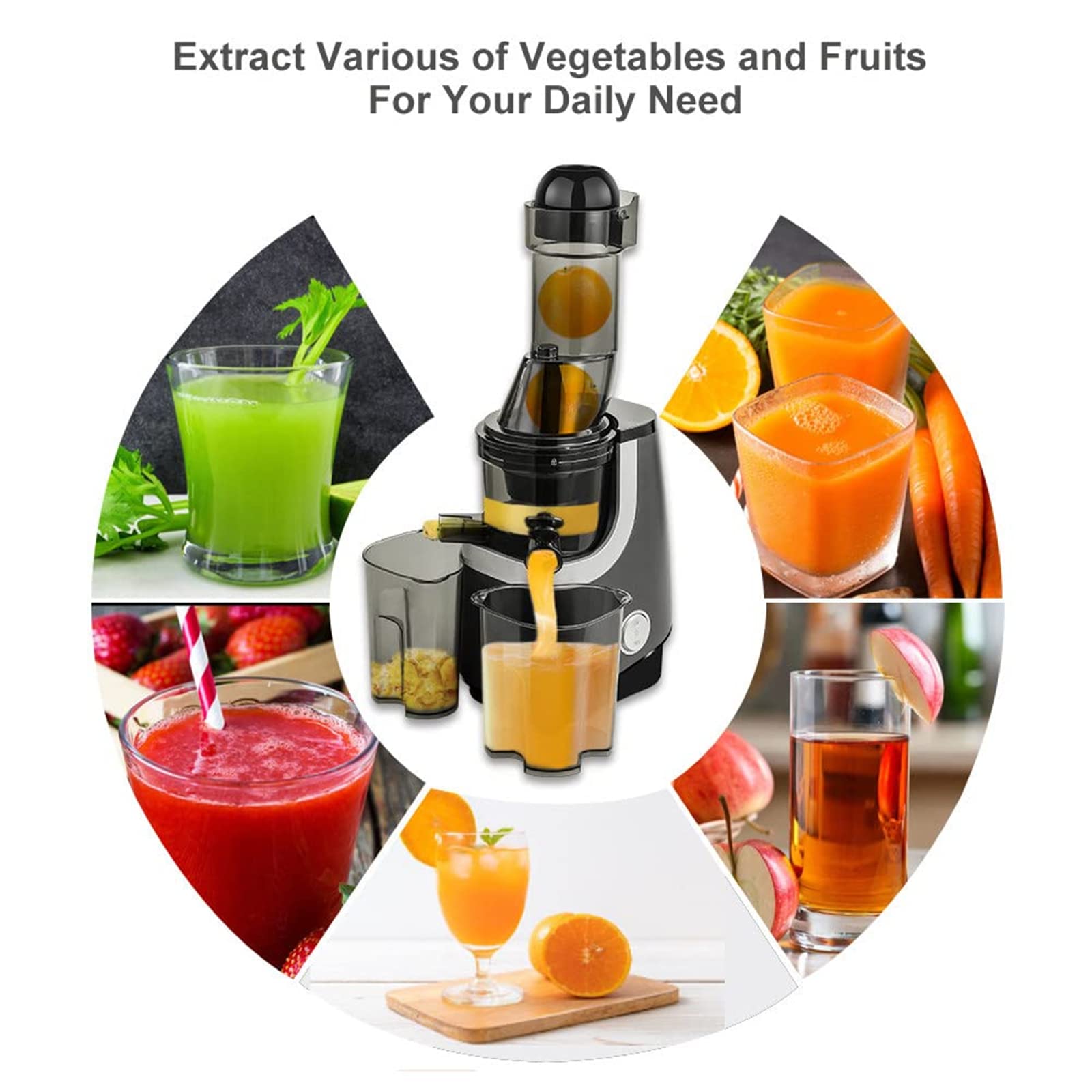 Estrattore di succo elettrico a coclea da 45 giri/min, estrattore di succo di frutta e verdura, estrattore di succo professionale a masticazione lenta, estratto di succo ad alta resa per frutta e ver