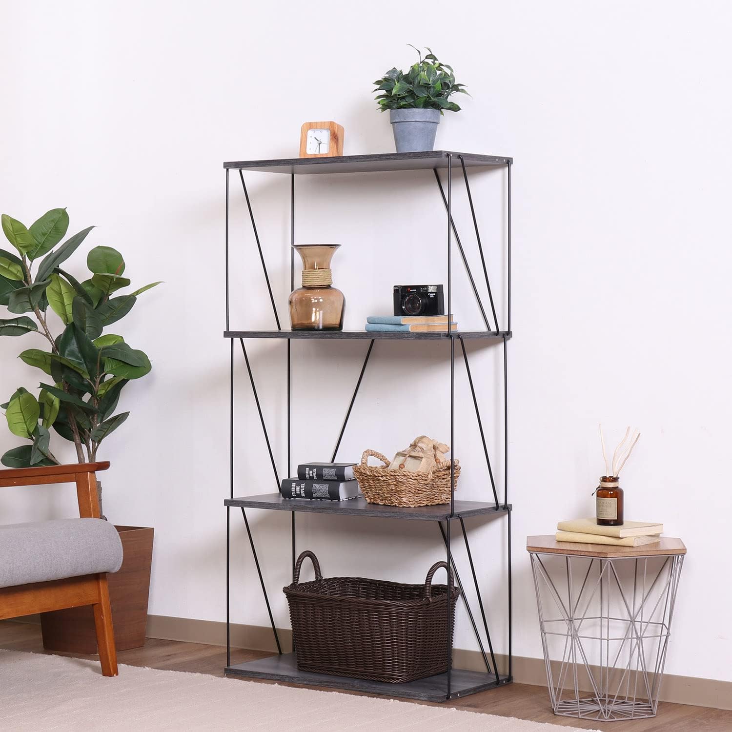 不二貿易(Fujiboeki) Fuji Boeki EZBO 67330 Open Rack, Wire Rack, Width 24.0 x Depth 12.2 x Height 46.1 inches (61 x 31 x 117 cm), Ash Gray, 4 Tiers, Amazon.co.jp Exclusive