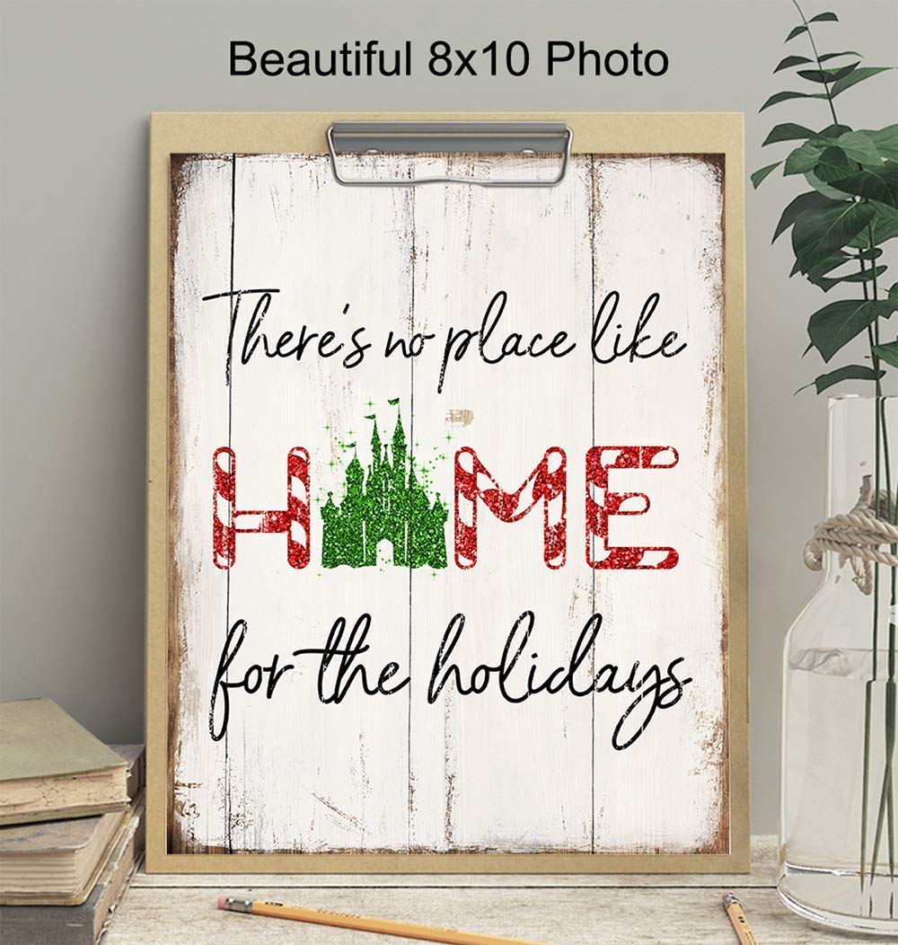 World, Christmas decoration Wall Art - Castle Xmas Decor and Great Holiday Party Secret Santa or Grab Bag Gift - Vintage, Rustic, Shabby Chic Farmhouse Style Poster print
