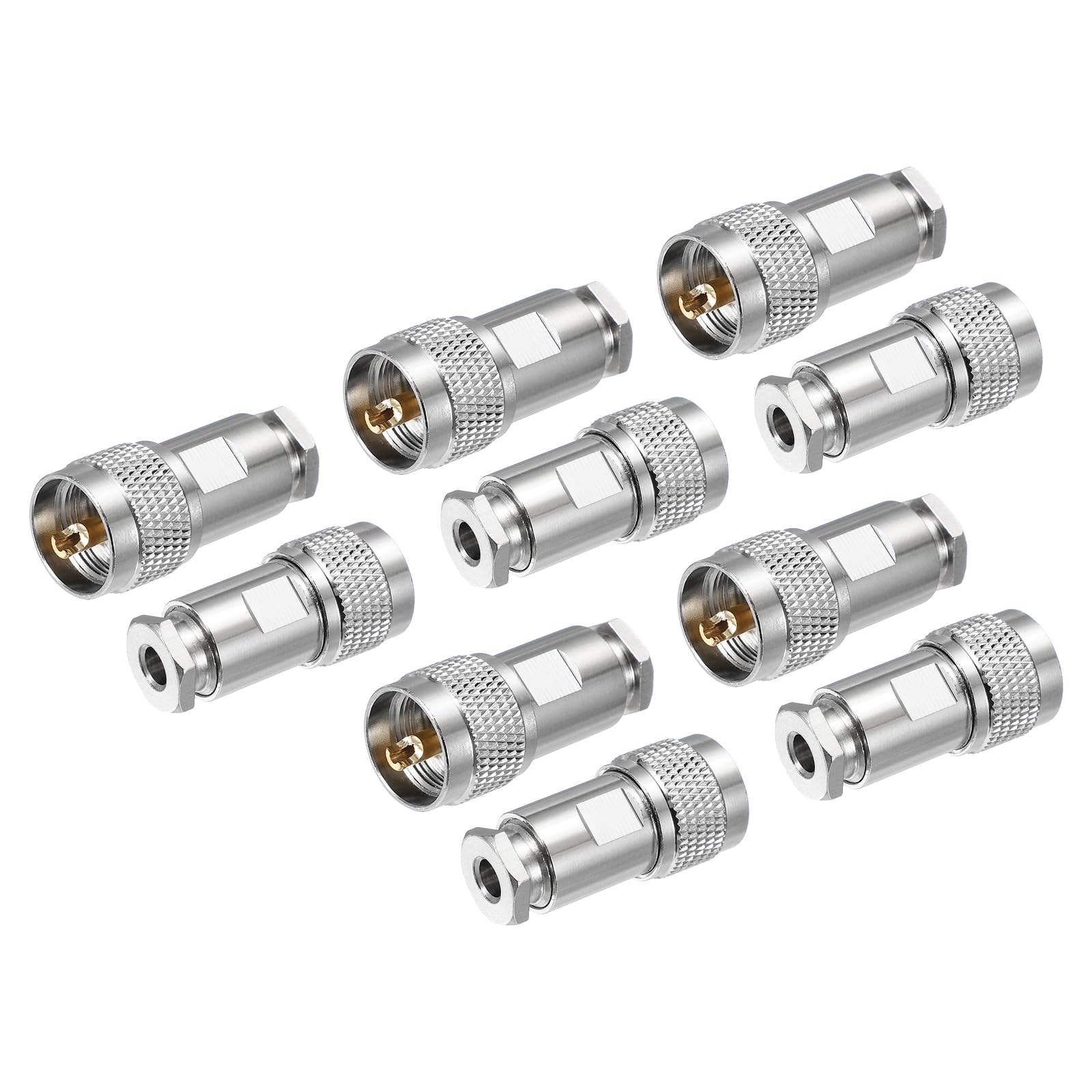 MECCANIXITY 10 connettori UHF maschio a morsetto, 6 mm, PL259, adattatore coassiale RF per cavo coassiale RG58 RG141 RG142 RG303 RG400 LMR195 LMR200