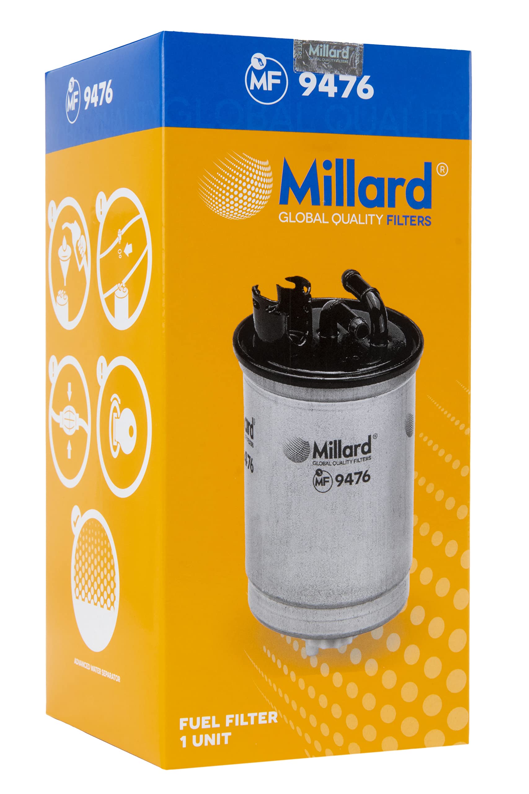 Filtre à Carburant Millard MF-9476 – Haute Performance Pour Moteur Diesel, Protection 98% Impuretés & Eau