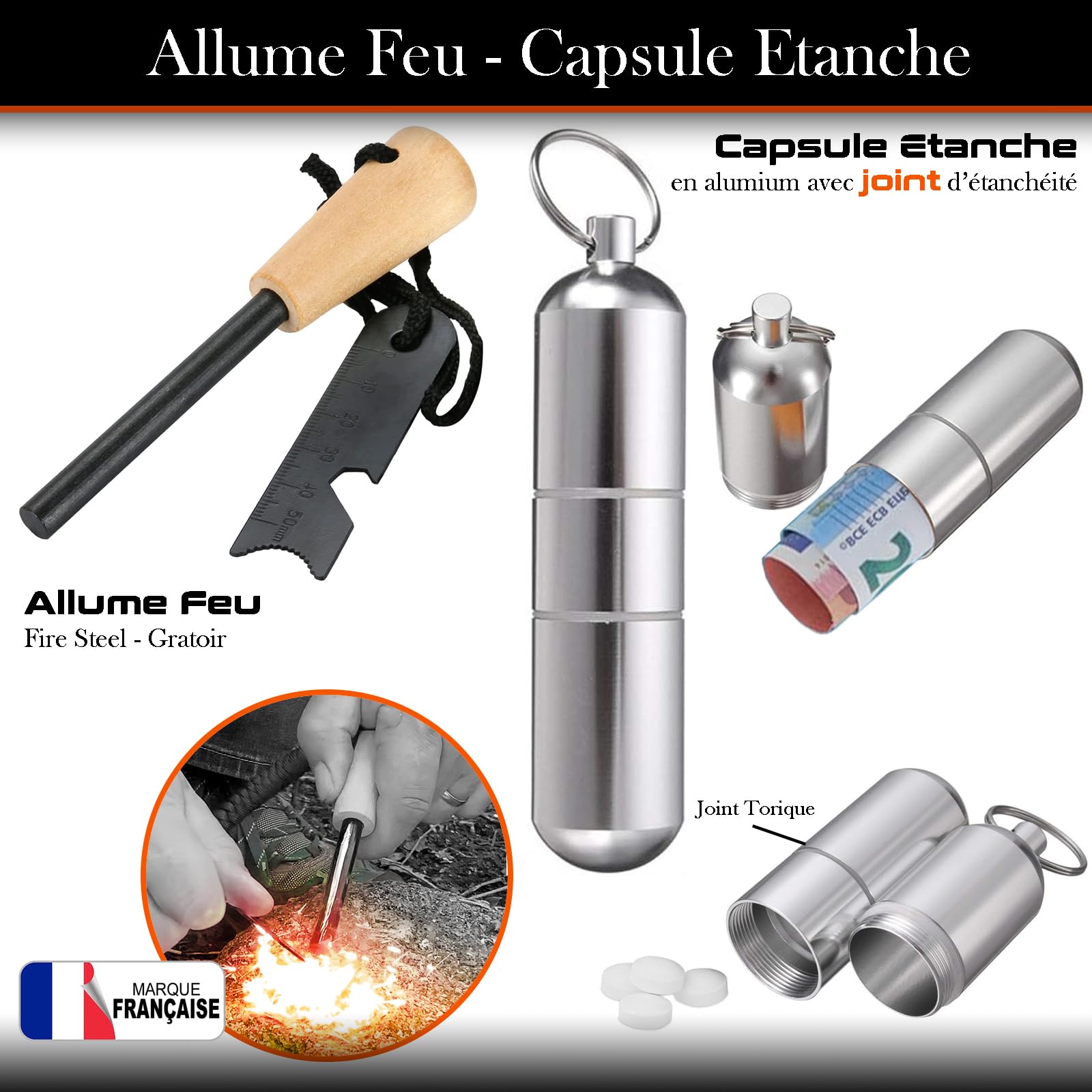 Kit de Survie Complet Francais Haute Qualité + Trousse de Secours + Paille Filtrante + Outils Multifonction + Pince Multifonction, Couverture de Survie, Kit de Survie Randonnée, Camping, Bushcraft