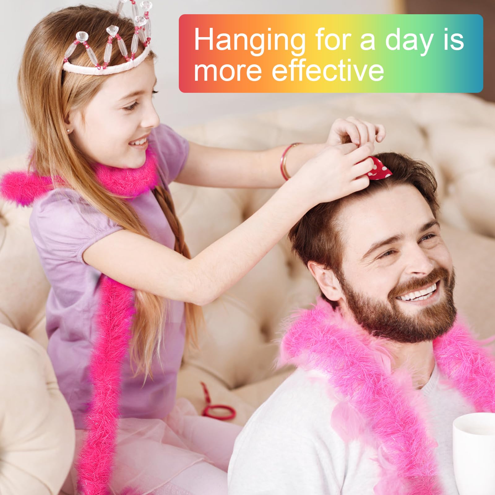 LACGO Pack of 6 Pink Feather Boas,Artificial Fluffy Boas Decoration,Fancy Dress for Women,Fancy Costume for Girls Dress up Dancing - Image 4