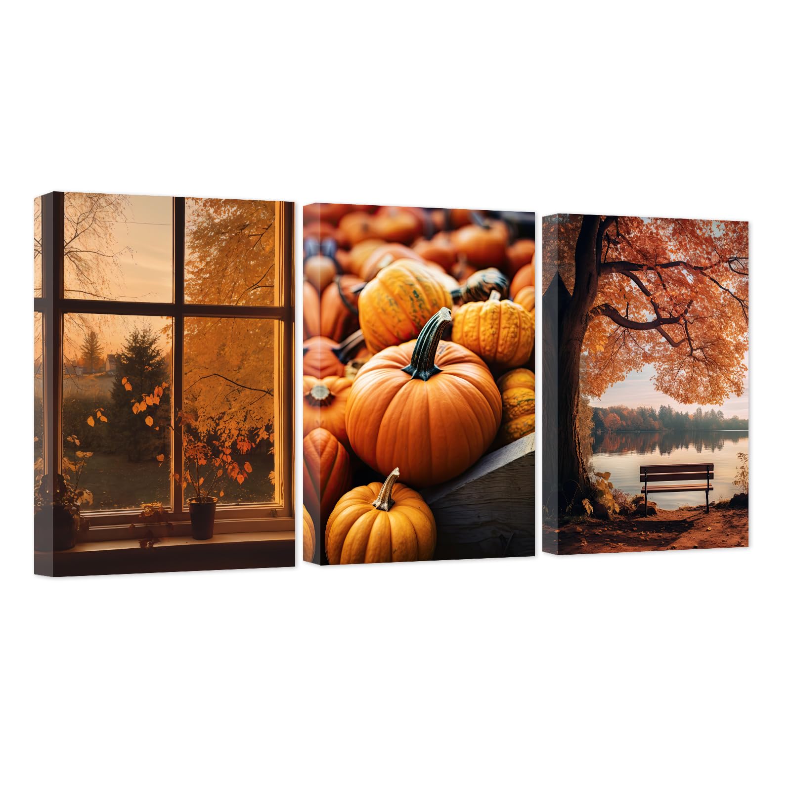 DOARTDO 3-Piece Fall Forest Canvas Wall Art - Framed Autumn Landscape Prints For Home Decor - View #6