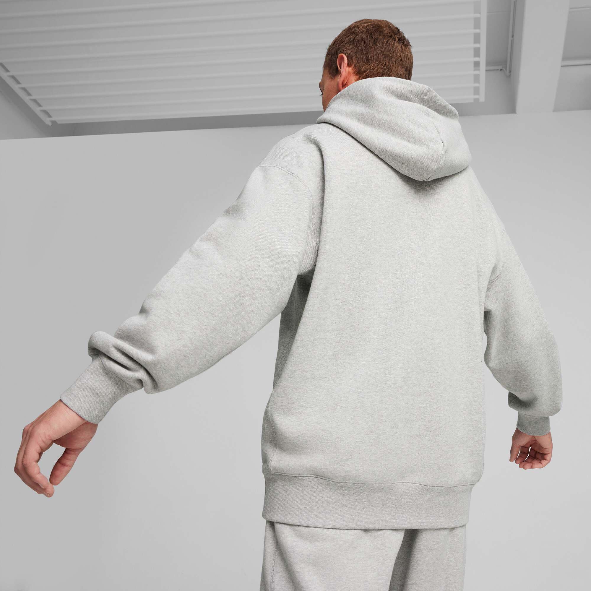 PUMA MMQ - Sudadera con capucha para hombre, talla XL, color gris claro jaspeado, XL, Gris Claro Jaspeado, XL