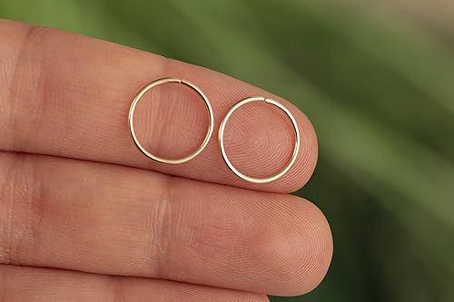 Vista 5 de Aretes de aro de oro de plata Aretes de aro para mujer, dos piezas de aros de plata fina rellenos de oro, aro de hélice, anillo de tragus, aro