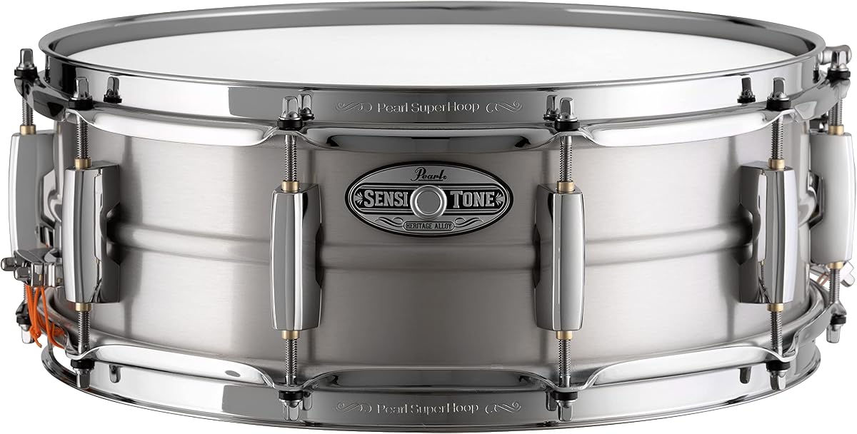 Pearl 14"x5" SensiTone Heritage Alloy Aluminum Snare Drum with Beaded Shell, 2.3mm Triple-Flanged Hoops, and 10 arched CL Lugs