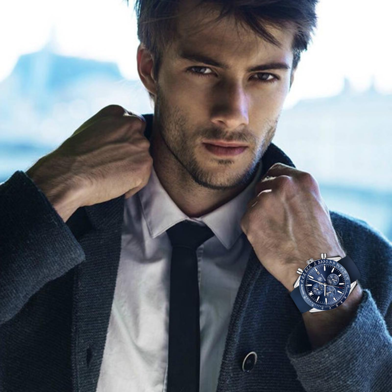 BENYAR Orologio da uomo Cronografo al quarzo 30M impermeabile con datario Luminoso Sporty Cinturino in pelle Regali alla moda per gli uomini