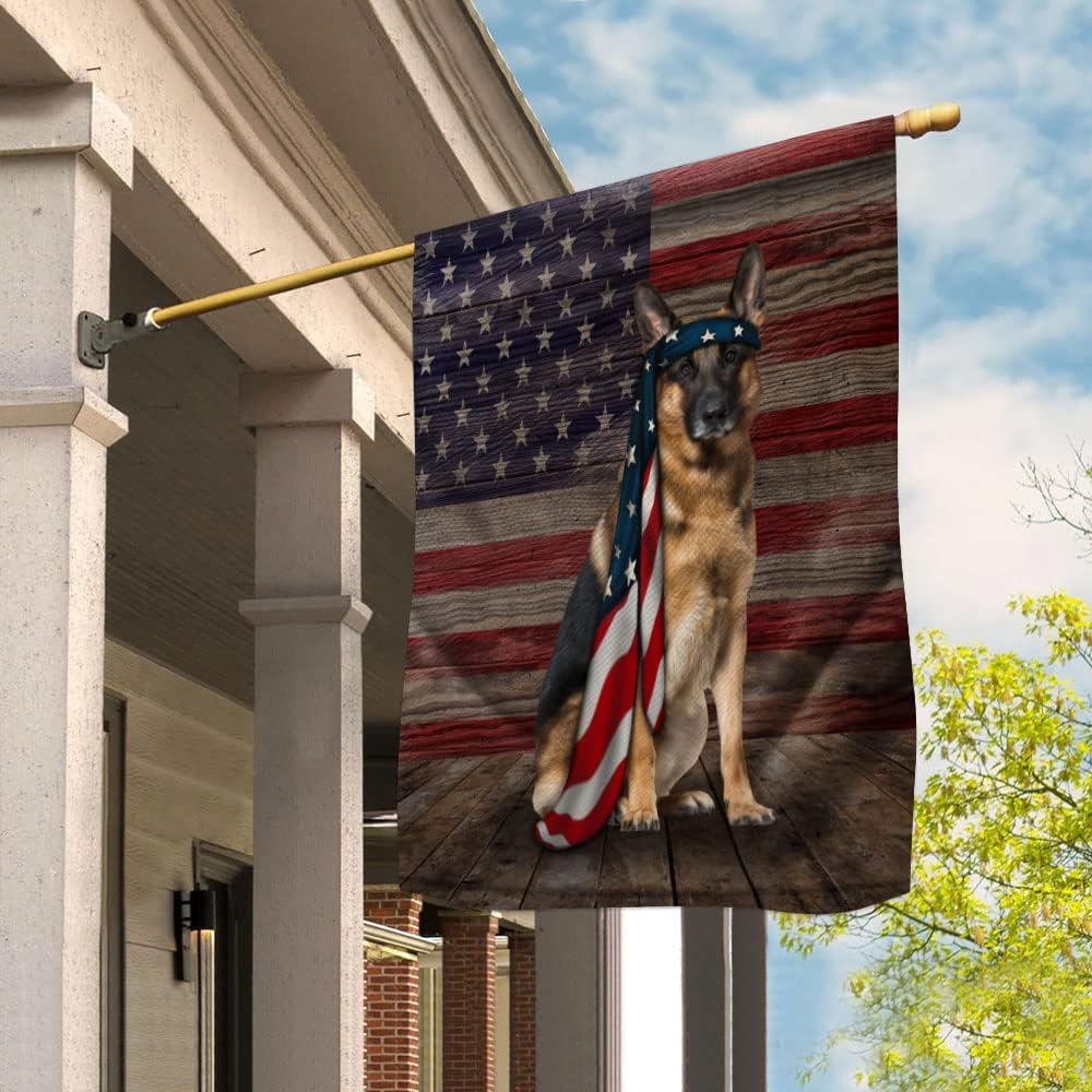 American Flag German Shepherd Dog Cute Bandana Headband Flag American Patriotic House Flag (29.5" x 39.5")-USA Flags Premium Polyester-Decorative Indoor Outdoor Flag