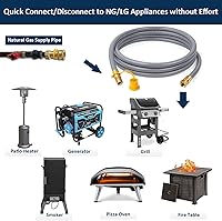 Vista 5 de ATKKE Manguera de parrilla de gas natural ID de 38 pulgadas con accesorios de conexión rápida, manguera de GLP de baja presión para Weber