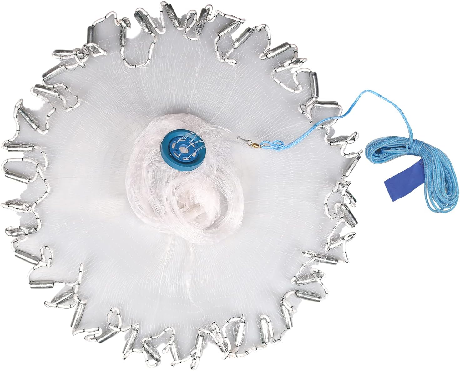 Cast Net, 3/8 Inch Mesh Cast Nets for Fishing with Heavy Duty Real Zinc Sinker, American Saltwater 4ft/6ft Radius Durable Handmade Casting Net for Bait Trap Fish