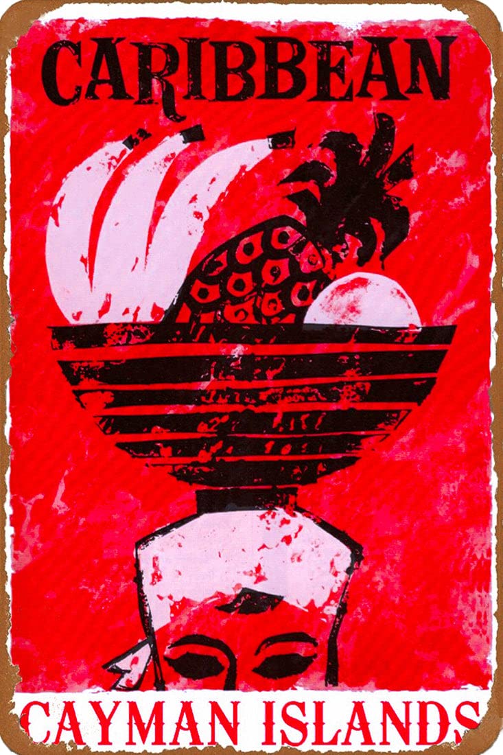 ABLERTRADE Retro Metal Signs Cayman Islands Caribbean Island Sea Ocean Beach Travel Advertisement Art Print Vintage kitchen Accessories Man Cave Signs 30X40cm