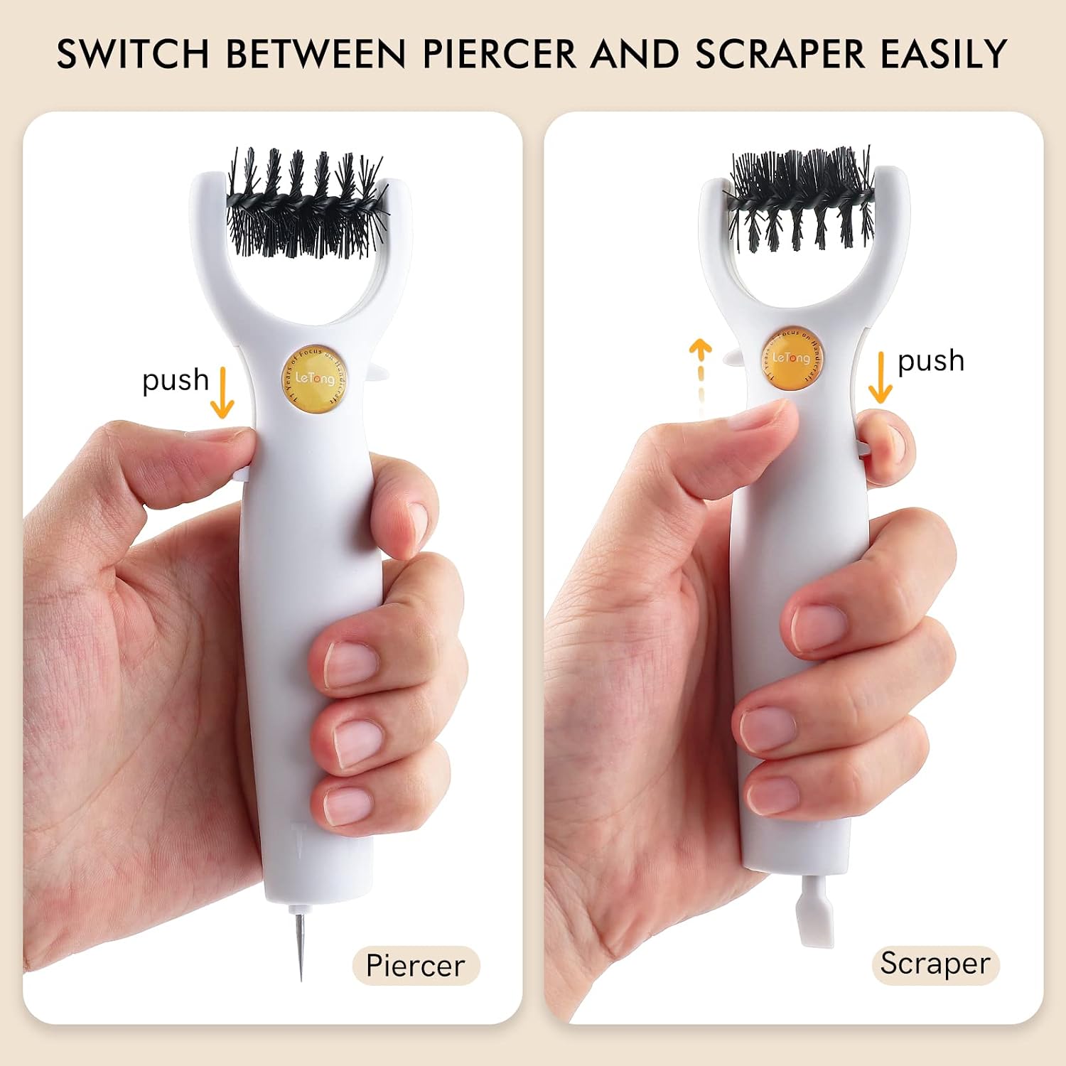 Craft 3 in 1 Multipurpose Craft Tool, Die Brush, 3-in-1 Weeding Tool, Brush, Scrape, Pierce, Embossing and Die Cutting Accessory, Retractable Design Scrapbooking Supplies Die Paper Remover