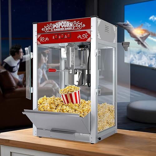 Miniatura 9 de Máquina comercial de palomitas de maíz, hervidor de 16 onzas, 80 tazas por lote, potencia de 1440 W, control de 3 interruptores, estilo teatro con