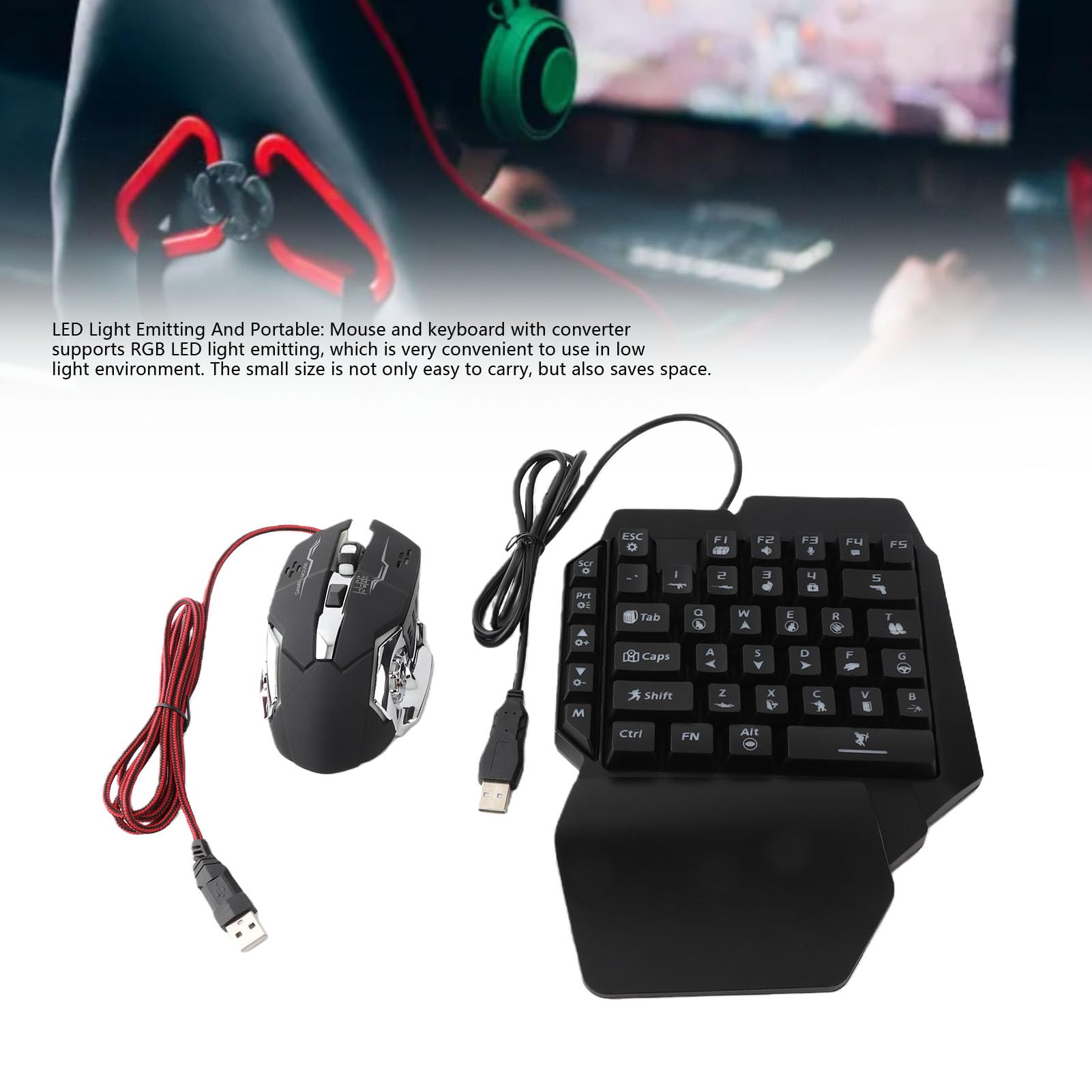 Lekka mysz do gier z 39 klawiszami i diodą LED RGB