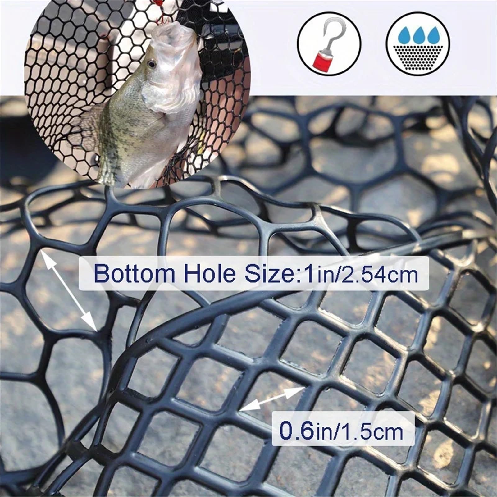 1 pz Rete da Pesca In Gomma Guadino Grande Per Acqua Salata Duty Grande Pieghevole Retrattile Rete Da Pesca Manico Lungo