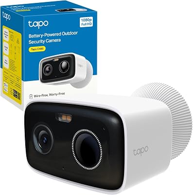 Tapo C400 Telecamera WiFi Esterno FHD senza Fili, Batteria 5200mAh fino a 180 Giorni, Telecamera di Sorveglianza, Visione Notturna a Colori, Rilevamento Persone, Allarme Sonoro e Luminoso, IP65